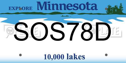 SOS78D Minnesota License Plate