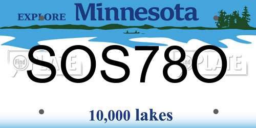 SOS78O Minnesota License Plate