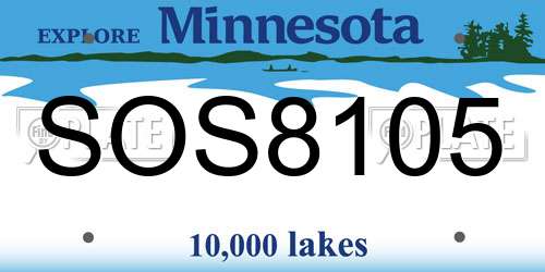 SOS8105 Minnesota License Plate