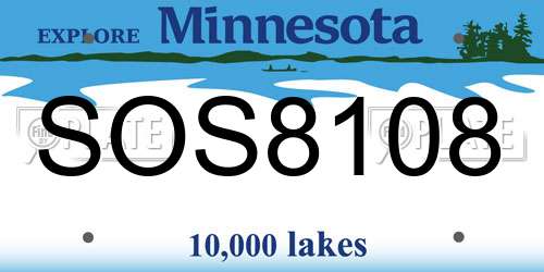 SOS8108 Minnesota License Plate