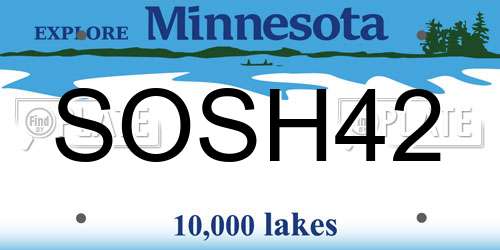 SOSH42 Minnesota License Plate