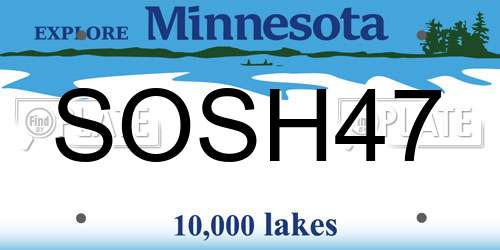 SOSH47 Minnesota License Plate