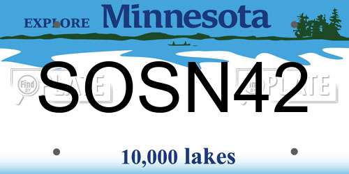SOSN42 Minnesota License Plate
