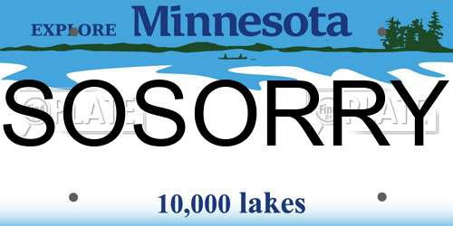 SOSORRY Minnesota License Plate