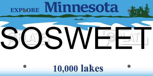 SOSWEET Minnesota License Plate