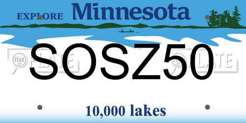 SOSZ50 Minnesota License Plate