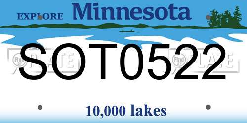 SOT0522 Minnesota License Plate