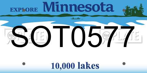 SOT0577 Minnesota License Plate