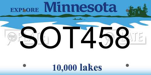 SOT458 Minnesota License Plate