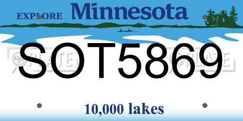 SOT5869 Minnesota License Plate