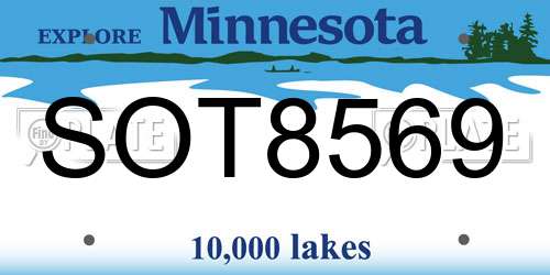 SOT8569 Minnesota License Plate