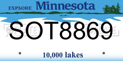 SOT8869 Minnesota License Plate