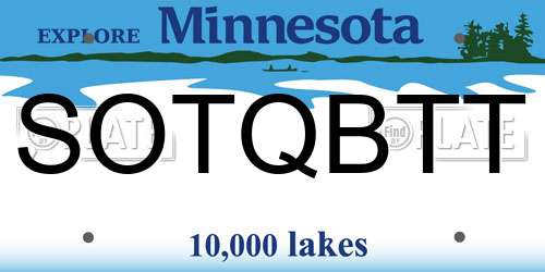 SOTQBTT Minnesota License Plate