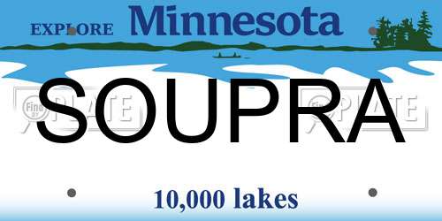 SOUPRA Minnesota License Plate