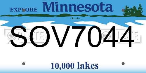 SOV7044 Minnesota License Plate