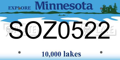 SOZ0522 Minnesota License Plate