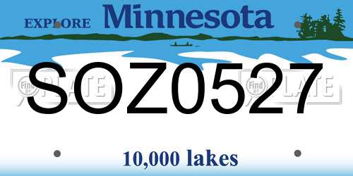 SOZ0527 Minnesota License Plate