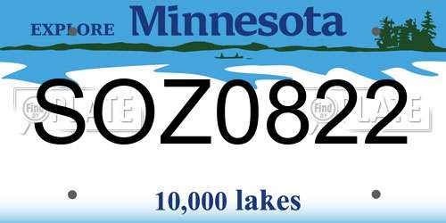 SOZ0822 Minnesota License Plate