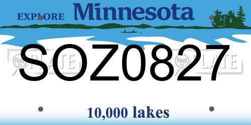 SOZ0827 Minnesota License Plate