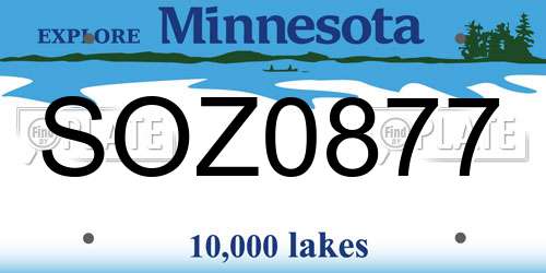 SOZ0877 Minnesota License Plate
