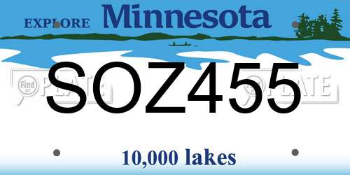 SOZ455 Minnesota License Plate