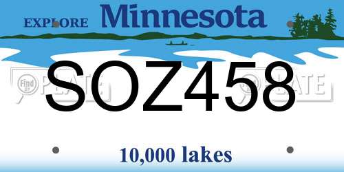 SOZ458 Minnesota License Plate