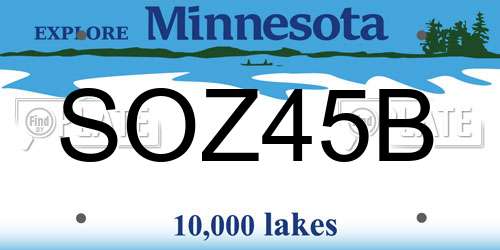 SOZ45B Minnesota License Plate