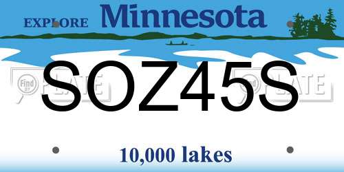 SOZ45S Minnesota License Plate