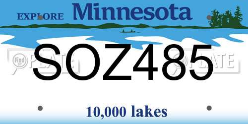 SOZ485 Minnesota License Plate