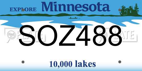 SOZ488 Minnesota License Plate