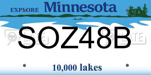 SOZ48B Minnesota License Plate