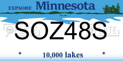 SOZ48S Minnesota License Plate