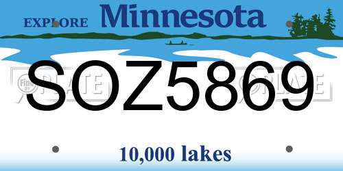 SOZ5869 Minnesota License Plate