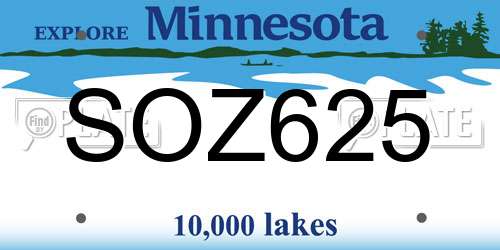 SOZ625 Minnesota License Plate