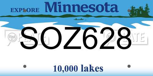 SOZ628 Minnesota License Plate