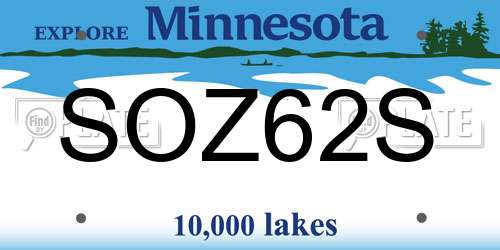 SOZ62S Minnesota License Plate
