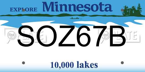 SOZ67B Minnesota License Plate