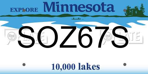 SOZ67S Minnesota License Plate