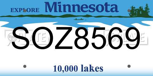 SOZ8569 Minnesota License Plate