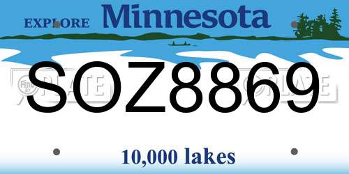 SOZ8869 Minnesota License Plate