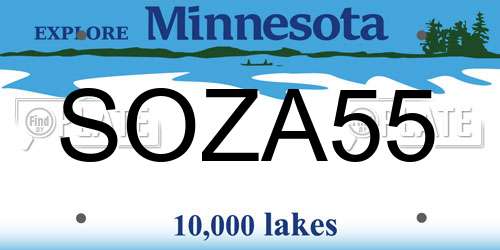 SOZA55 Minnesota License Plate