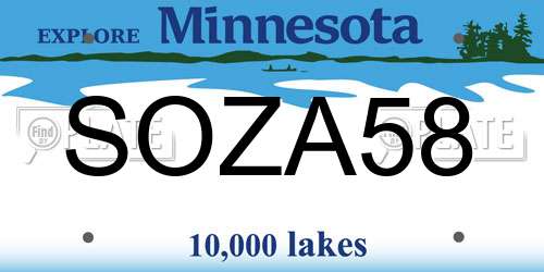 SOZA58 Minnesota License Plate