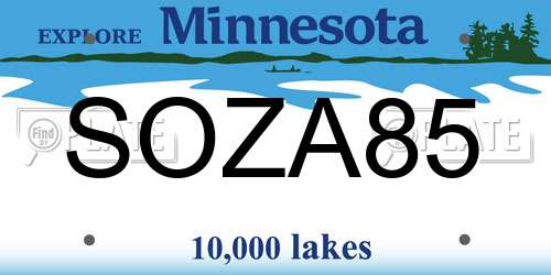 SOZA85 Minnesota License Plate