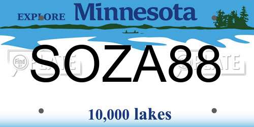 SOZA88 Minnesota License Plate