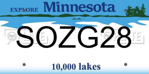 SOZG28 Minnesota License Plate