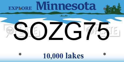 SOZG75 Minnesota License Plate
