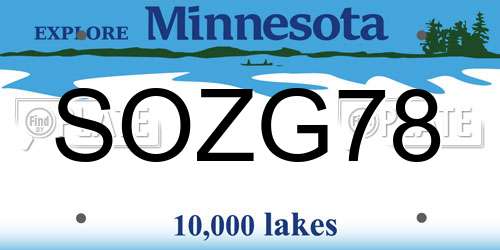SOZG78 Minnesota License Plate