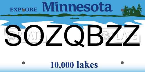 SOZQBZZ Minnesota License Plate