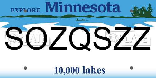 SOZQSZZ Minnesota License Plate
