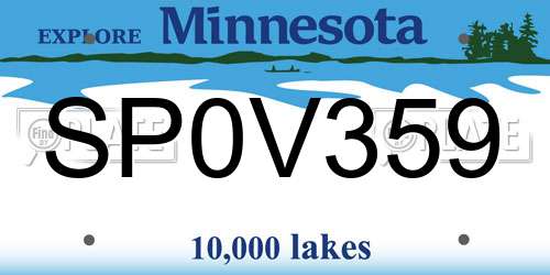 SP0V359 Minnesota License Plate